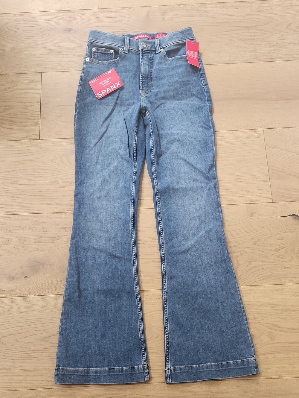 SPANX Women's Medium Blue Flare Wide-Leg Jeans